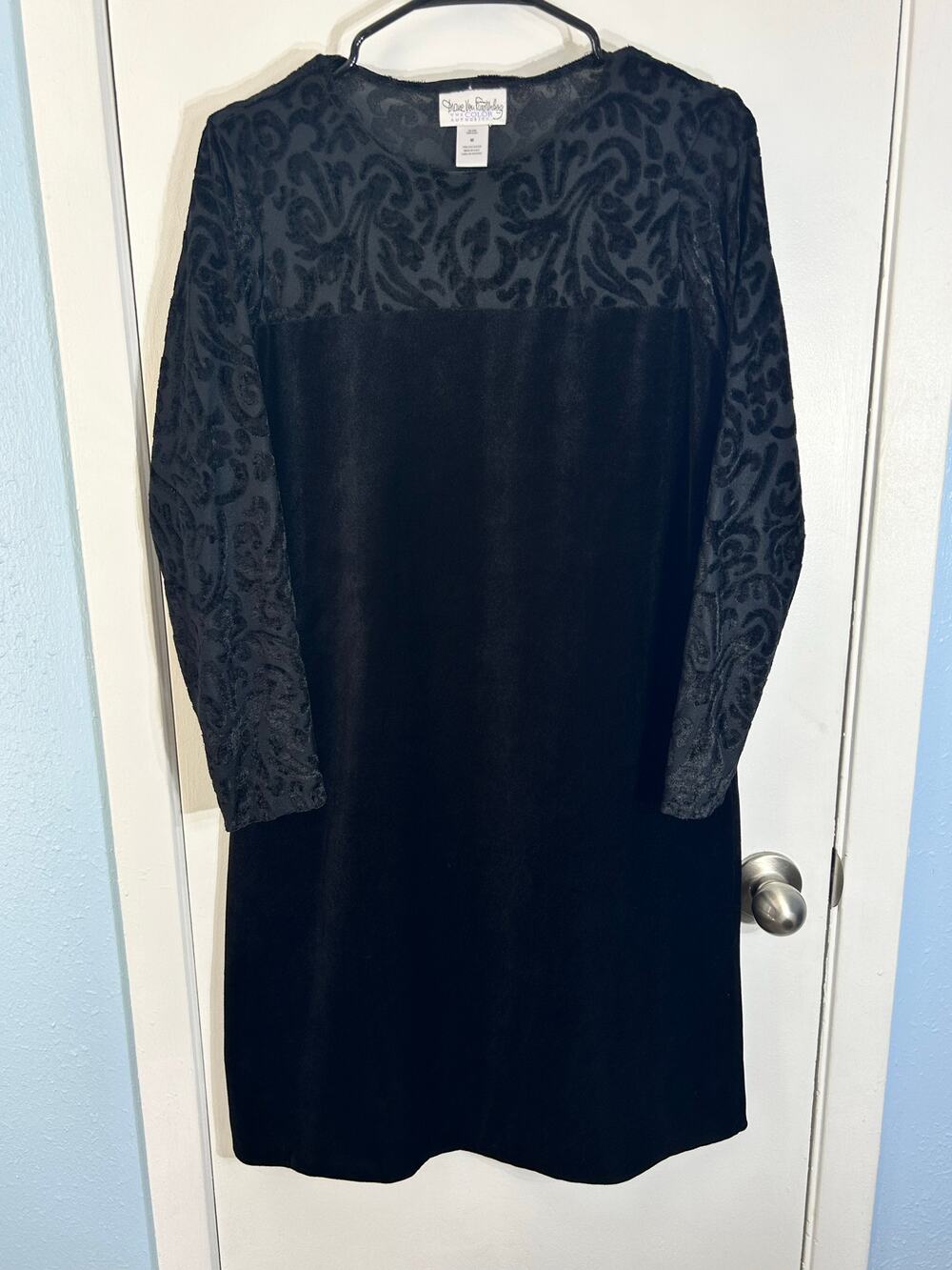 Vintage Diane Von Furstenburg Dress Medium Black Velvet Burnout Whimsigoth